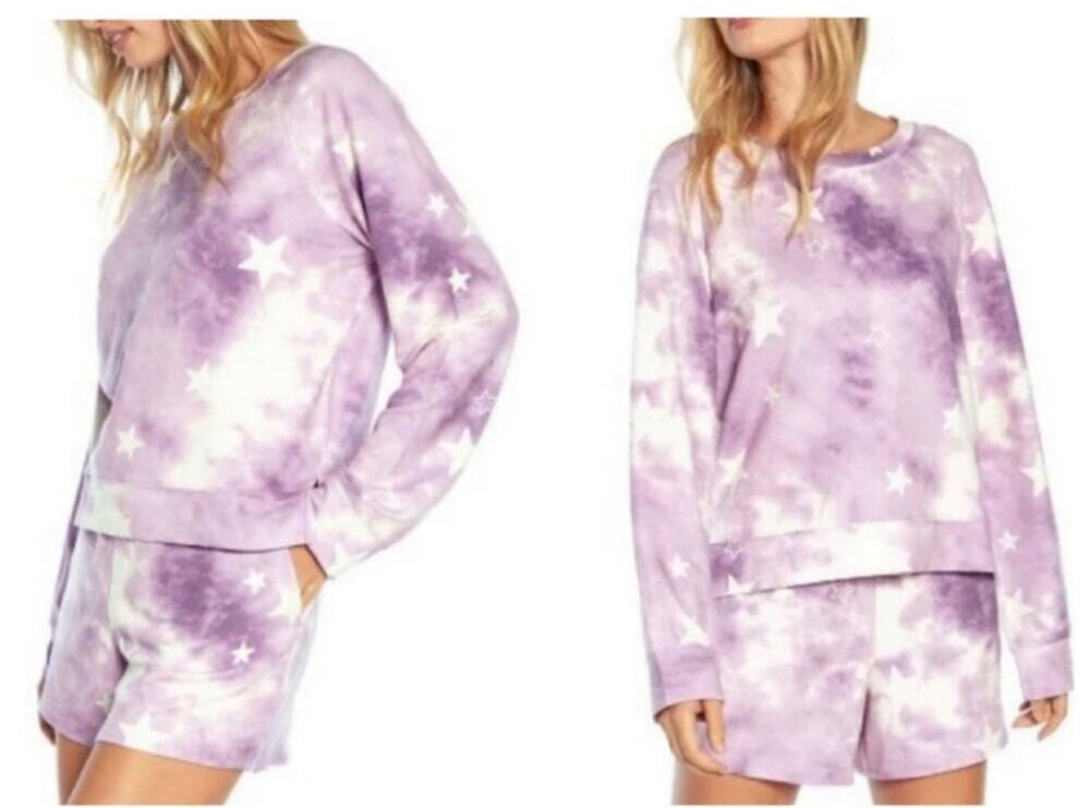 Wildfox Tie Dye Stars Sweatshirt & Short size Large Lounge Co-Ord Sets
